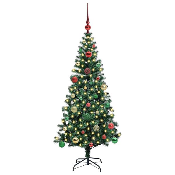 vidaXL Artificial Pre-lit Christmas Tree Green 150 cm PVC and Metal