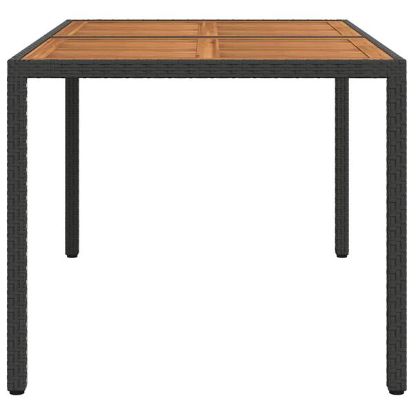 vidaXL Garden Table 150x90x75 cm Poly Rattan and Acacia Wood Black