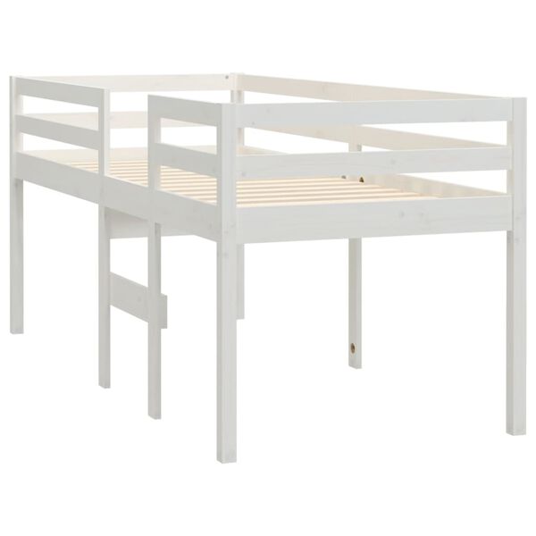 vidaXL High Sleeper Bed without Mattress White 90x200 cm Solid Wood Pine