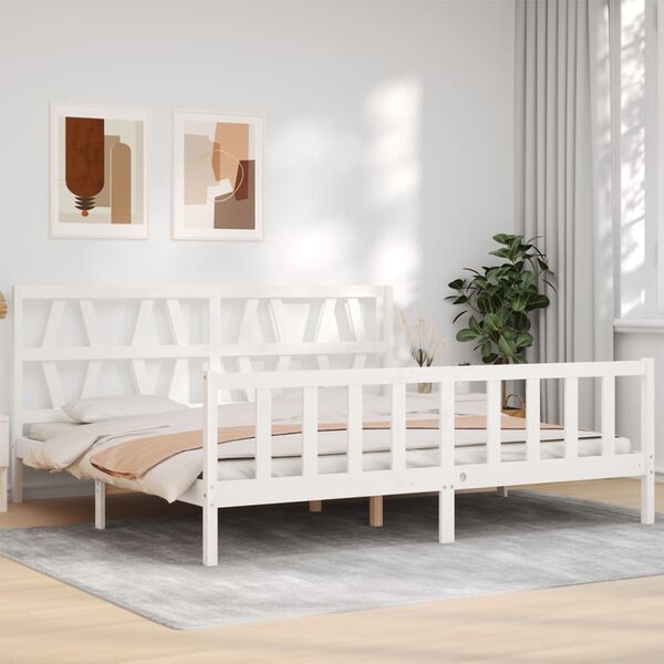 vidaXL Bed Frame without Mattress White 200x200 cm Solid Wood Pine