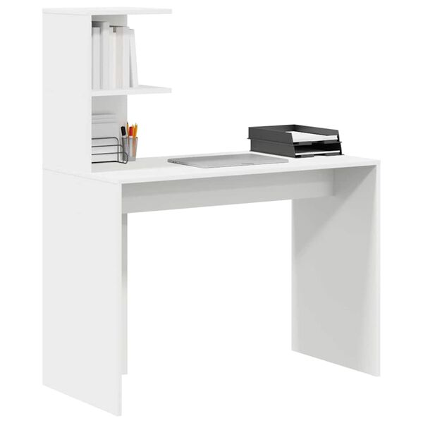 vidaXL Desk with Shelf White 102 x 50 x 124 cm Engineered Wood