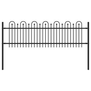 vidaXL Spike Arch Fence Black 200 x 110 cm Powder-Coated Steel