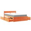 vidaXL Bed with Drawers and Mattress Wax Brown 140x190 cm Solid Wood Pine