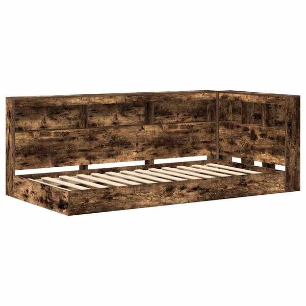 vidaXL Bookcase Bed Smoked oak 75 x 190 cm Engineered wood