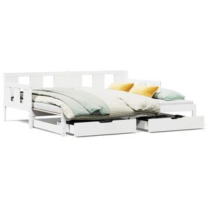vidaXL Daybed with Trundle and Drawers without Mattress White 80x200 cm