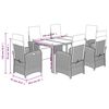 vidaXL 7 Piece Garden Dining Set with Cushions Grey Poly Rattan