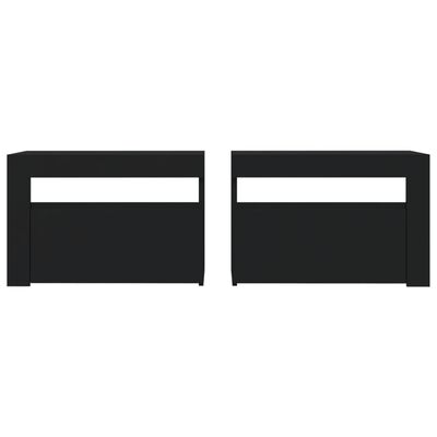 vidaXL Bedside Cabinets 2 pcs with LEDs Black 60x35x40 cm