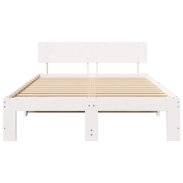 vidaXL Bed Frame with Headboard White 120 x 200 cm Solid Pine Wood