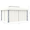 vidaXL Gazebo with Curtain&LED String Lights 4x3 m Cream White