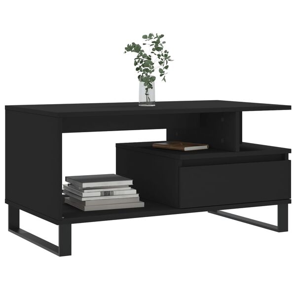 vidaXL Coffee Table Black 90x49x45 cm Engineered Wood