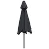 vidaXL Garden Parasol with LED Lights and Steel Pole 300 cm Black