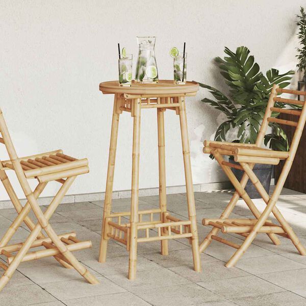 vidaXL Outdoor Bar Table Round Ø55x100 cm Bamboo