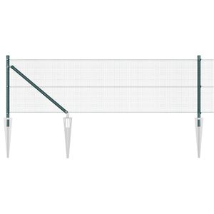 vidaXL Welded Wire Fence with Spikes Steel and PVC Green Mesh