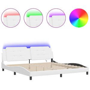 vidaXL Bed Frame with LED without Mattress "Zadar" White 200x200 cm