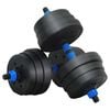 vidaXL 2-in-1 Dumbbell Set Black and Blue 121 x 19.5 x 19.5 cm