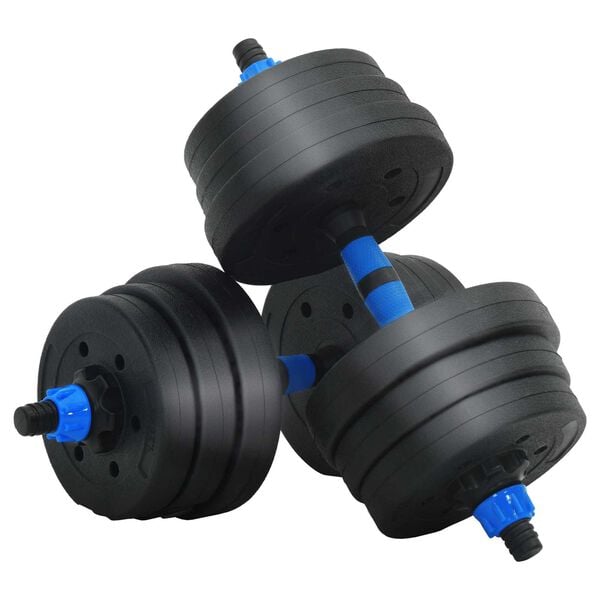 vidaXL 2-in-1 Dumbbell Set Black and Blue 121 x 19.5 x 19.5 cm