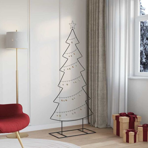 vidaXL Metal Christmas Tree with Stand Black 180 cm Steel