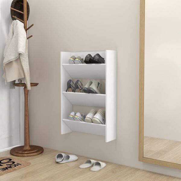 vidaXL Wall Shoe Cabinet White 60x18x90 cm Engineered Wood