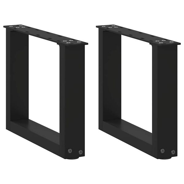 vidaXL Coffee Table Legs U-Shaped 2 pcs Black 30x(30-31) cm Steel