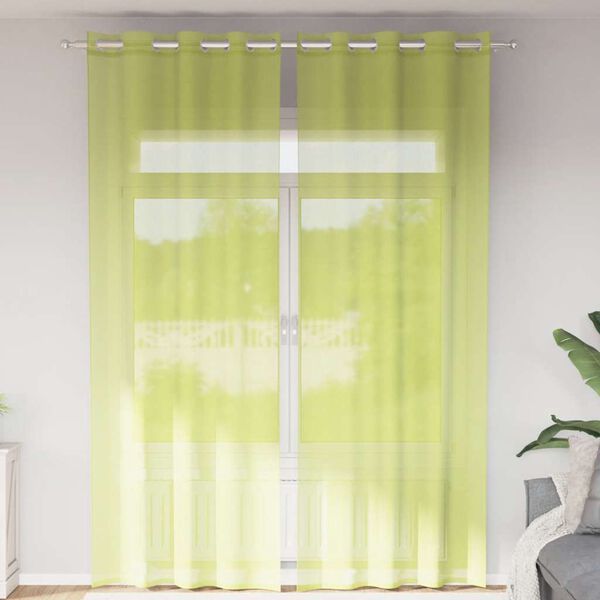 vidaXL Voile Curtains with Grommets 2 pcs Apple Green 140x260 cm
