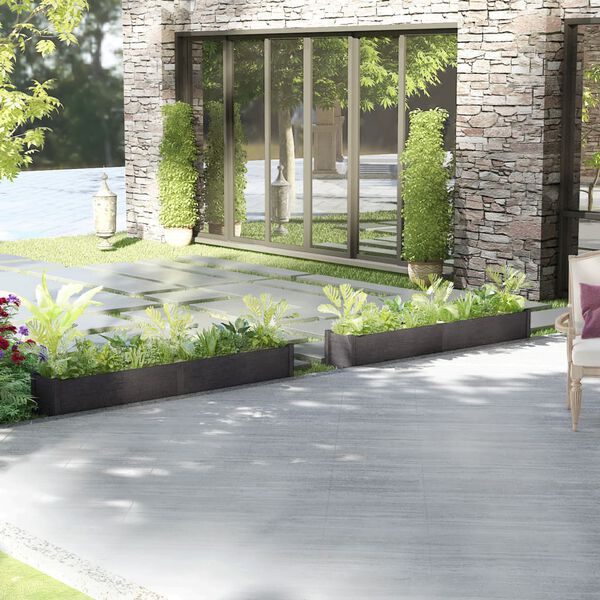 vidaXL Garden Planters 2 pcs Grey 200x31x31 cm Solid Pinewood