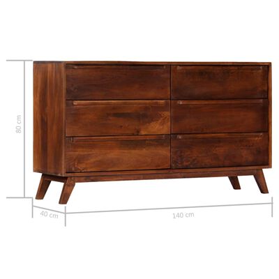 vidaXL Drawer Cabinet Brown 140x40x80 cm Solid Mango Wood