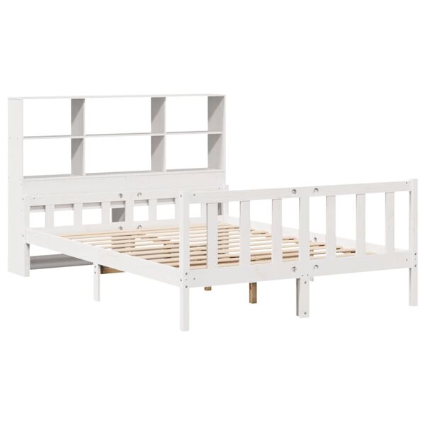 vidaXL Bookcase Bed without Mattress White 160x200 cm Solid Wood Pine
