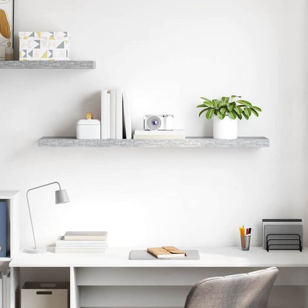 vidaXL Floating Wall Shelf Concrete Grey 120x23.5x3.8 cm MDF