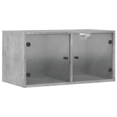 vidaXL Wall Cabinet with Glass Doors Concrete Grey 68.5x37x35 cm