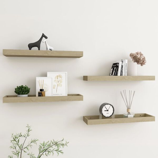 vidaXL Loggia Wall Shelves 4 pcs Oak 60x15x4 cm MDF