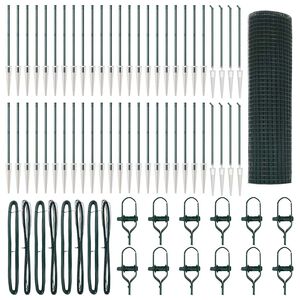 vidaXL Welded Wire Fence with Spikes Steel and PVC Green Mesh