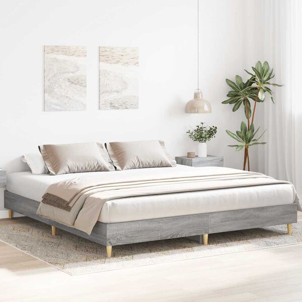 vidaXL Bed Frame without Mattress Grey Sonoma 180x200cm Engineered Wood