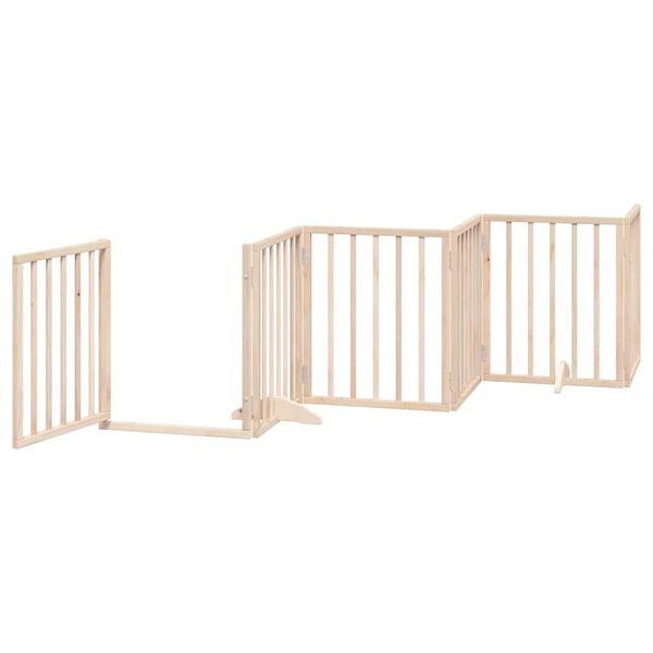 vidaXL Dog Gate with Door Foldable 6 Panels 300 cm Poplar Wood