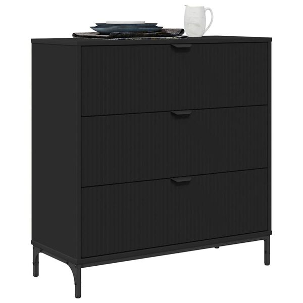 vidaXL Sideboard with Drawer Black 79.5 x 33 x 82 cm Engineered Wood