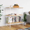 vidaXL 3-Tier Shelving Unit White and Oak 80x40x92 cm