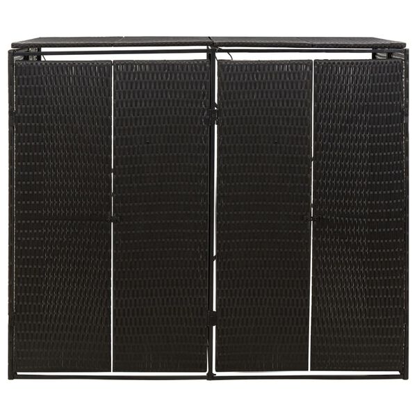 vidaXL Double Wheelie Bin Shed Black 140x80x117 cm Poly Rattan
