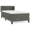 vidaXL Box Spring Bed with Mattress Dark Grey 100x200 cm Velvet