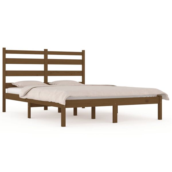 vidaXL Bed Frame without Mattress Honey Brown Solid Wood 200x200 cm (810040+818443)