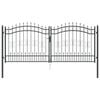 vidaXL Fence Gate with Spear Top with Lock Grey 305 x 125 cm Steel