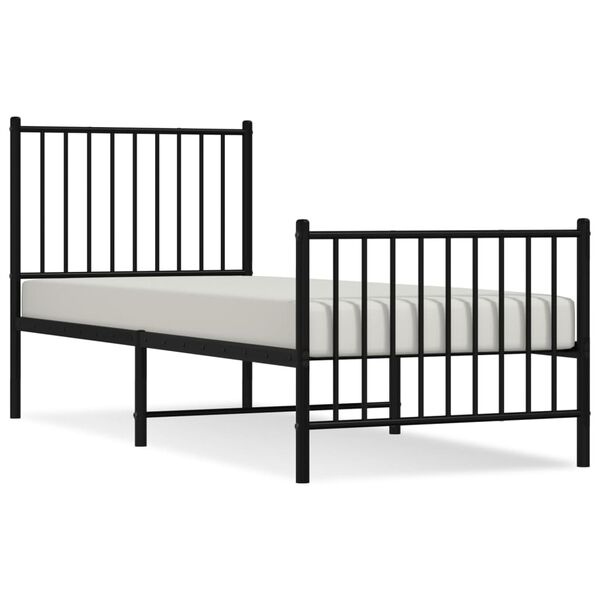 vidaXL Metal Bed Frame without Mattress with Footboard Black 80x200cm