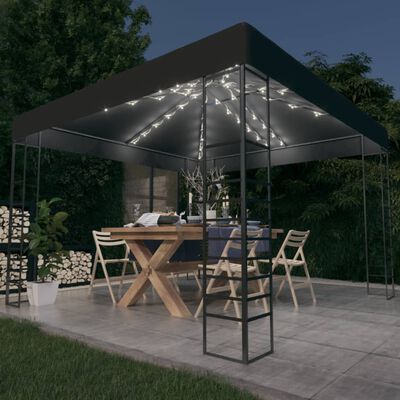 vidaXL Garden Marquee with LED String Lights 3x3 m Anthracite