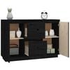 vidaXL Sideboard Black 111x34x75 cm Solid Wood Pine