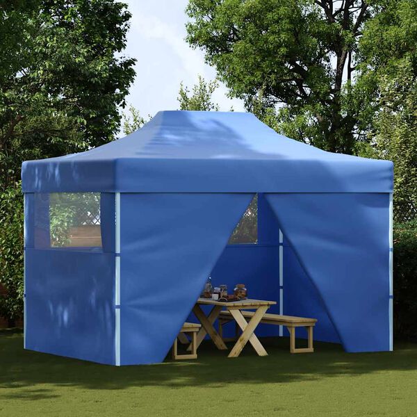 vidaXL Foldable Tent Pop-Up with 4 Side Walls 3x4.5 m Blue