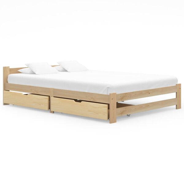 vidaXL Bed Frame without Mattress with 2 Drawers Solid Wood 180x200 cm Super King