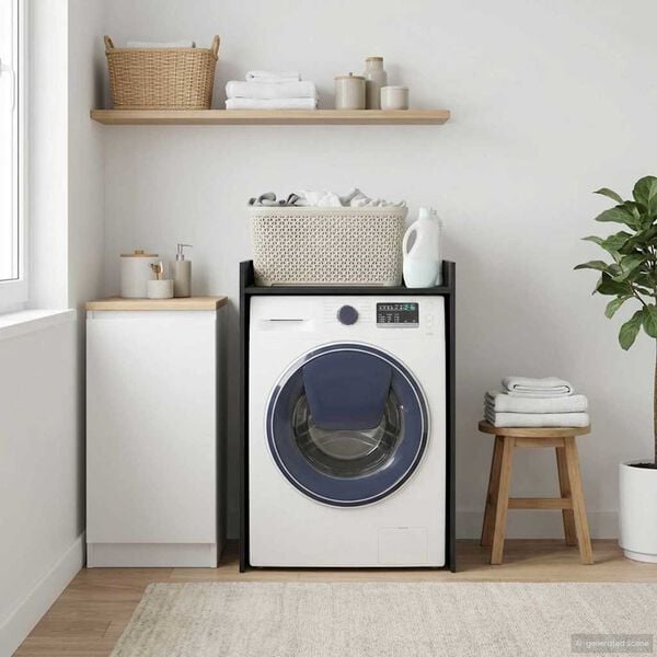 vidaXL Wash Machine Cabinet with Storage Black Oak 67.5 x 62 x 97 cm