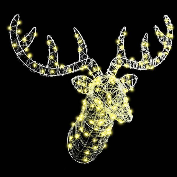 vidaXL Reindeer Head with 140 LEDs Warm white 60 cm Acrylic