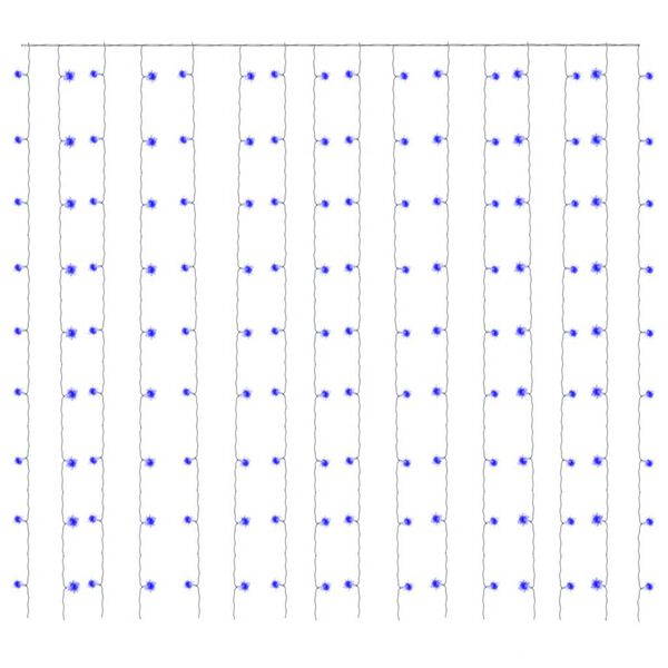 vidaXL LED Curtain Fairy Lights 3x3m 300 LED Blue 8 Function