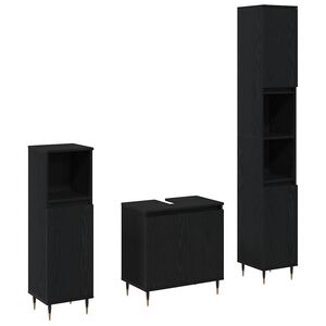 vidaXL Bathroom Furniture Set 3 pcs Black Oak 30 x 30 x 190 cm