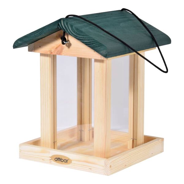 dobar Bird Feeder with Silo FSC Wood Natural and Green