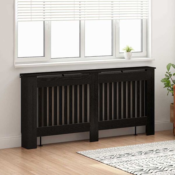 vidaXL Radiator Cover Black Oak 172 x 19 x 81.5 cm Engineered Wood
